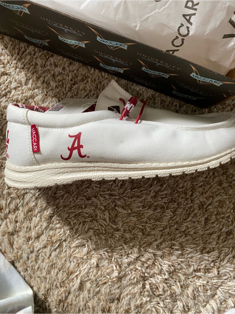 Vaccari White & Crimson University Slip-On Shoe - Women's